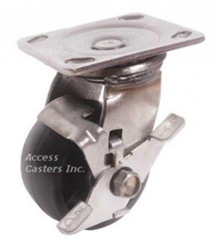 4pssdsb 4&#034; stainless steel swivel caster, heavy duty plastic wheel with brake for sale