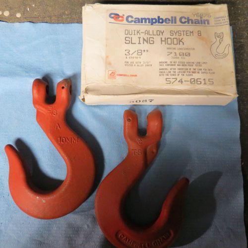 (2) campbell chain 3/8&#034; sling hook (574-0615) for sale