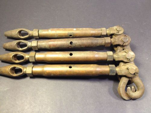 4 Heavy Brass Rigging Sail Boat Turnbuckles Cable Split Eye Hook Ends Scarce