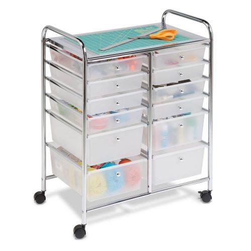 Rolling Cart Twelve Drawer Honey Can Do in Chrome Free Shipping NEW