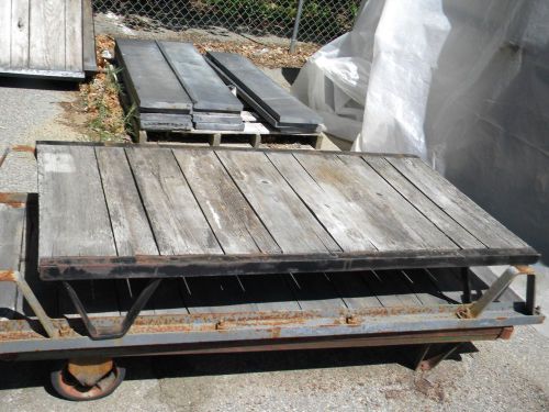 Wood platform shelving 1 available- vintage steel framed for sale