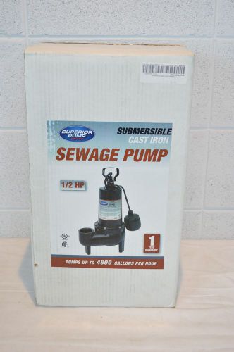 Superior Pump 93501 1-2-Horsepower Cast Iron Sewage Pump w/ Tethered Float Switc