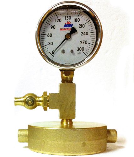 2-1/2&#034; nst fire hydrant cap gauge with 300 psi liquid-filled pressure gauge for sale