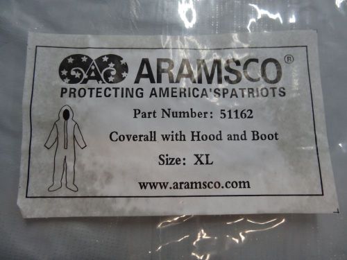 Hazmat suit protective coverall with hood &amp; boot aramsco #51162 sz xl gray for sale