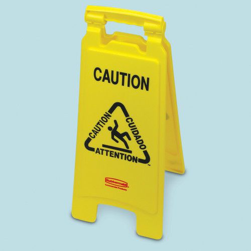 Rubbermaid Floor Sign With Multi-Lingual &#034;Caution&#034; Imprint 2-Sided