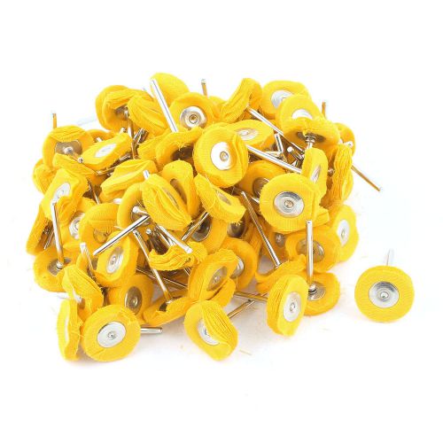 3mm Shank 25mm Diameter Yellow Cloth Polishing Brushes Wheel 100 Pcs