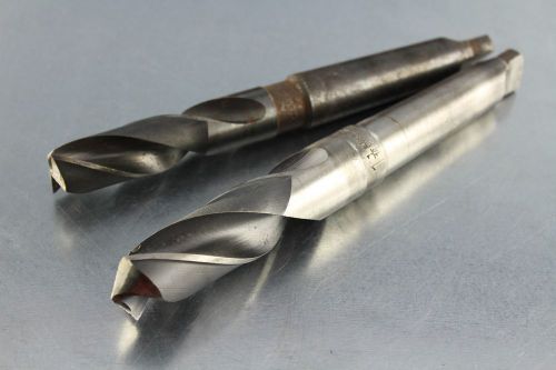 Taper shank twist drills 3 morse taper pair of hss sizes 7/8&#034; &amp; 1-1/16&#034; for sale