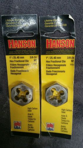 QTY:2(you get both) Hanson Fraction Hex Die 3/8 - 24 NF thread cutting tap &amp; die