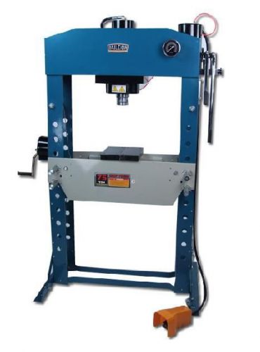 75 ton 9.8&#034; strk baileigh hsp-75a h-frame hydraulic press, pneumatic/manual oper for sale