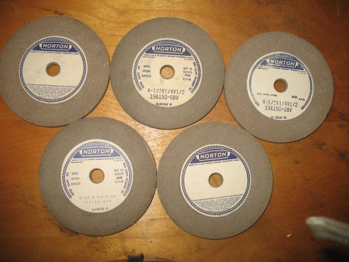 5- Norton Grinding Wheels. 4 1/2 x 1/4 x 1/2, 19A150-08V