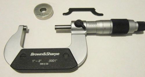 Brown &amp; sharpe 1-2&#034; .0001&#034; outside micrometer #599-2-32 + wrench excellent! for sale