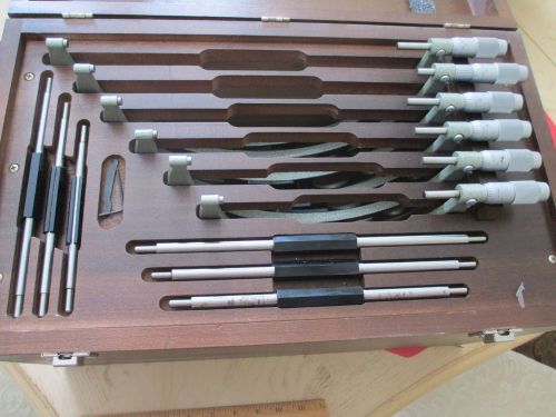 y56) Huge Vtg 12 Pc Poland Micrometer Set In Custom Wood Box 6 Inch To 12 Inch