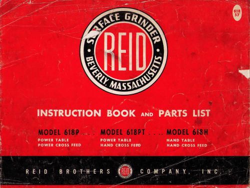 Reid Surface Grinder Instruction Book and Parts List Manual