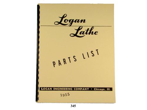 Logan Lathe Model 1955 Parts Manual *345