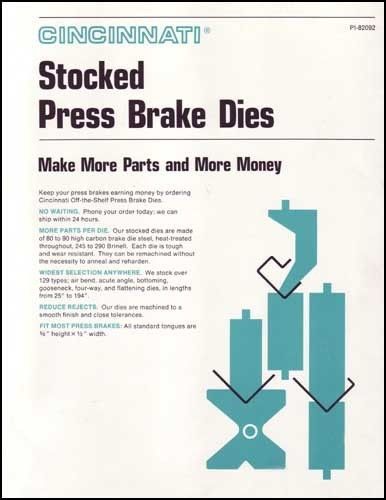 Cincinnati Stocked Press Brake Dies