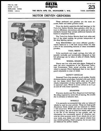 Delta Milwaukee Series 23 Tool Grinder Manual