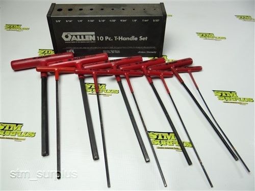 LOT OF 10  T-HANDLE ALLEN WRENCHES  3/32&#034; TO 3/8&#034; WITH METAL STAND