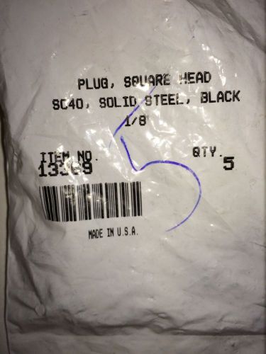 Plug square head solid steel 1/8&#034; npt item # 13369 qty 5 for sale