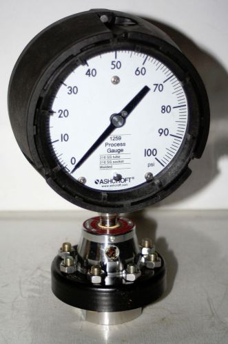 100 PSI 4-1/2&#034; Dial Ashcroft  Duragauge Pressure Gauge W/Diaphragm Seal