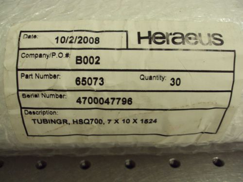 Heraeus hsq700 fused quartz tubing 7mm x 10mm x 1524mm (5&#039;) 7 bundles of 30 for sale