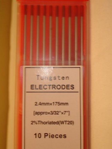TUNGSTEN Electrode For TIG Welding 3/32&#034; 2% THORIATED (RED) PKG/10 - NEW TH24-7