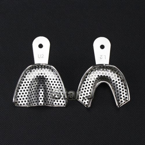 2pcs Dental Lab Stainless Steel Medium Size Impression Tray Denture Instruments