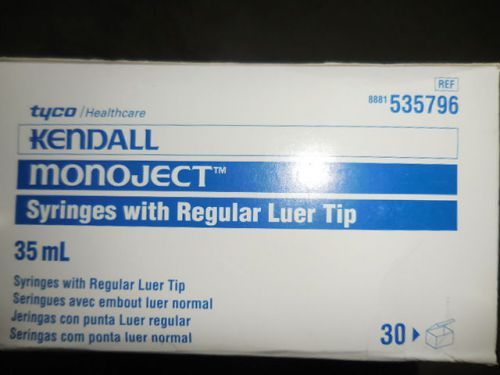 Kendall Monoject Syringes, 35ml with Regular Luer Tips, (5 boxes/lot) 30/box