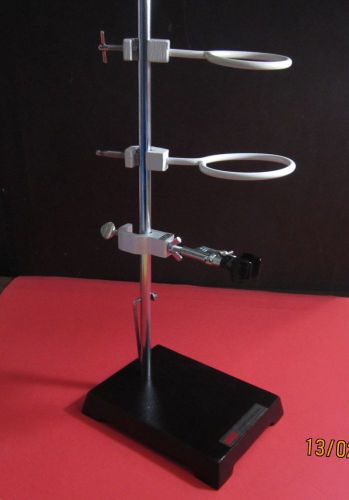 Heavy cast iron stand with micro clamp 2 retort holder funnel stand lab kit 7x5&#034; for sale