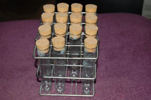Test tubes with cork stoppers and wire rack vintage? for sale