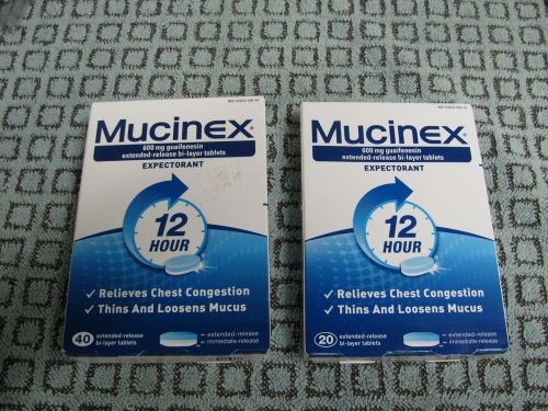 60 NEW SEALED Mucinex Expectorant Extended Release Bi-Layer Tablets