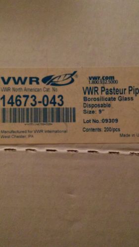 VWR Disposable Pipets 9 Inch Box of about 150 Each 14673-043