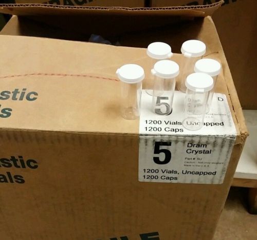 Pk/3 box x1200  5  vial dram plastic w snap caps polystyrene: total 3600 vial for sale