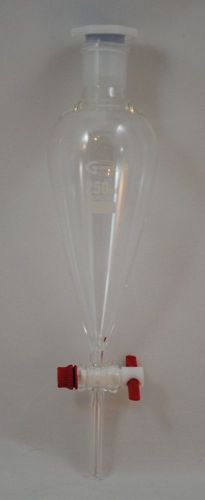 Glass Separatory Funnel 250ml Conical w/ PTFE key &amp; stopcock Seperatory