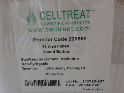 Celltreat 229590 96 well non-treated plates with lid round bottom sterile 100 pk for sale