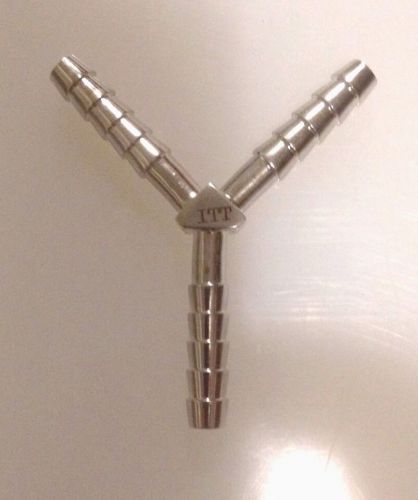 Stainless steel hose barb y fitting, 1/4&#034; x 1.375&#034;, ss 316, t fitting, itt for sale