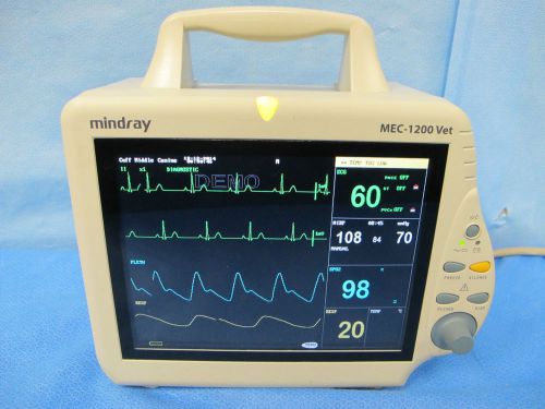 Mindray mec-1200 vet veterinary monitor complete with cables and warranty for sale