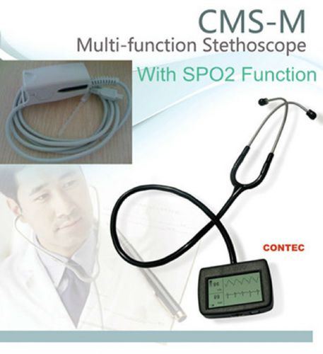 Multi-function electronic stethoscope+ECG waveform, heart rate,SpO2 ,pulse rate.