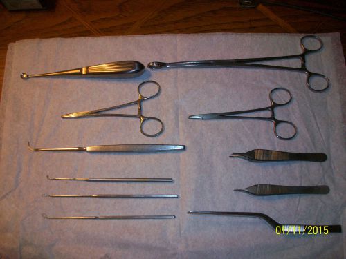Misc. vintage surgical instruments from Germany, lot of 11, hemostats, tweezers