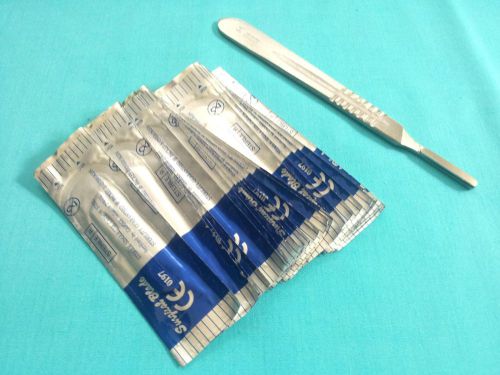 NEW SCALPEL HANDLE #4 +20 STERILE SURGICAL BLADES #22 SURGICAL INSTRUMENTS