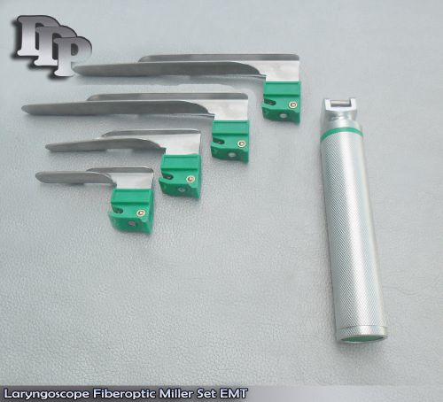 Fiberoptic Miller Laryngoscope Set EMT Anesthesia (soft white light)