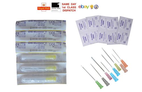 10 15 20 25 30 40 50 BD NEEDLES + 3 SWABS FREE, 20G 0.9x40 YELLOW INK CHEAPEST