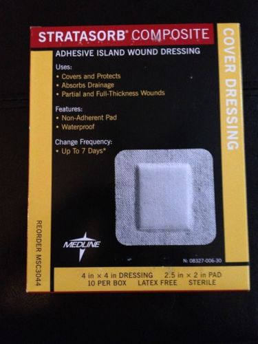 NEW Stratasorb Composite Island Dressing 4x4 Box of 10 Wound Care Ulcers Cuts
