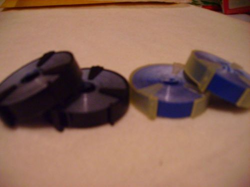 Lot of 4 dennison embossing tapes 2 blue and 2 black 3/8&#034; x 144&#034; for sale