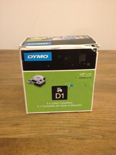 Lot of 5x new sealed dymo 45013 1/2&#034; x 23 feet black print white label tape d1 for sale
