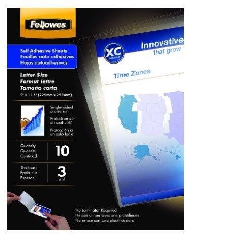 Fellowes Self Adhesive Laminating Sheets - 3mil Letter Size - 10 Pack