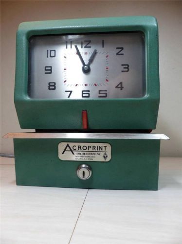 AcroPrint Time Clock Stamp Model 125NR4 (No Key) Tested Works Great ~ Free Ship