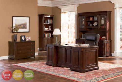 5 piece executive desk, credenza hutch, bookcase &amp; file cabinet office furniture for sale