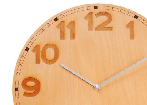 Karlsson Back 2 Basic Wood Wall Clock 16&#034;/40cm - Chrome Hands &amp; Engraved Numbers