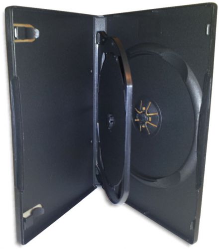 DOUBLE-DISC DVD Box with Hinged Flap &amp; Insert Clips 100-Pak