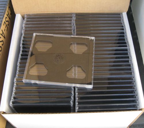 10.4 mm Standard Black Double 2 Discs CD Jewel Case - 50 Pack BRAND NEW